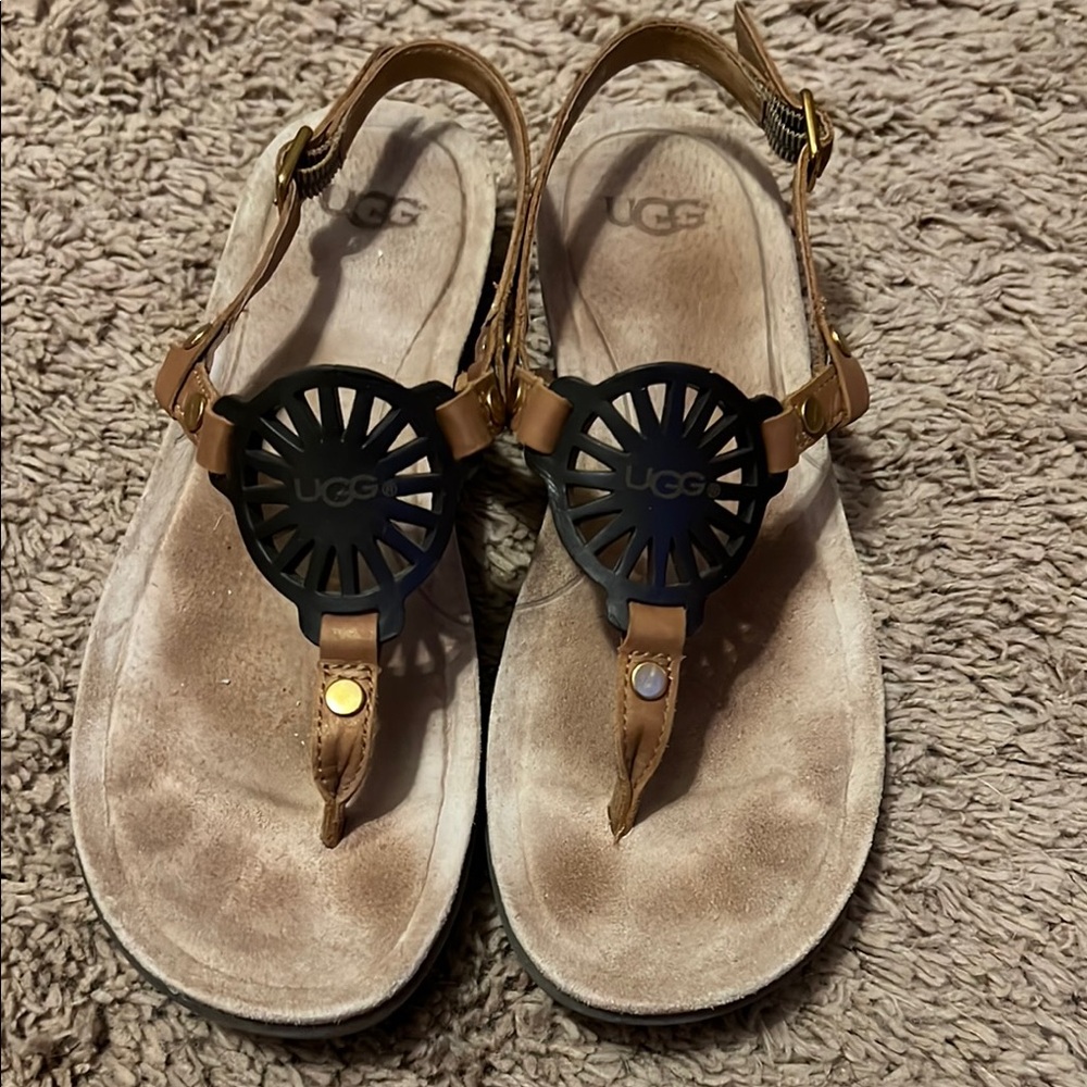 UGG Tan and Black Sandals